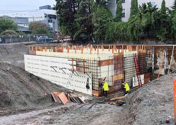 concrete forms below grade of a construction site